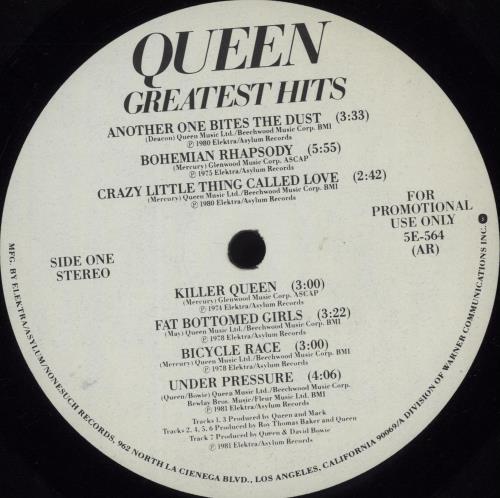 Queen Greatest Hits US Promo vinyl LP album (LP record) (65405)